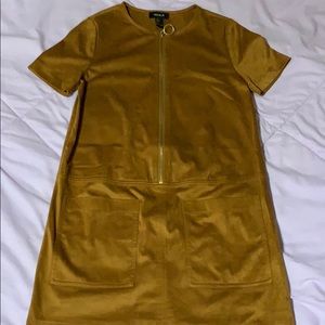 Camel colored suede mini dress